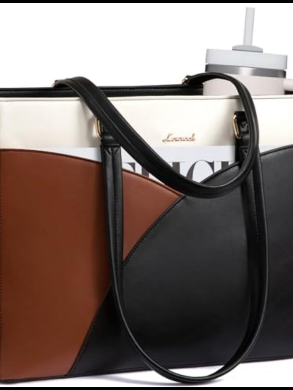 PU Leather Laptop Bag for Women 15.6 Inch Tote Satchel